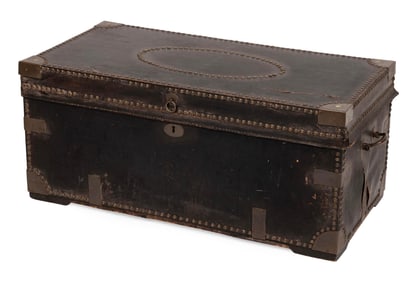 BRASS-BOUND CAMPHORWOOD TRUNK 19th Century Height 16.25". Width 36". Depth 18.5".