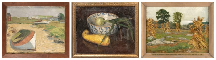 PAUL ALFRED DOUGLAS (Connecticut, 1888-1912), Three works:, Oils on canvas, all approx. 16.5" x 20".