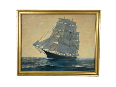 ARTHUR S. ALLIS (America, 1904-1973), Portrait of a ship under sail., Oil on canvas board, 14" x