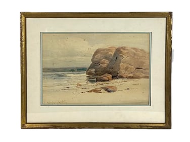 MELBOURNE HAVELOCK HARDWICK (Massachusetts/Canada, 1857-1916), Rocky coastal scene., Watercolor on