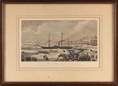 THE CUNARD ROYAL MAIL STEAMSHIP BRITANNIA LITHOGRAPH England, 19th Century On paper, 12" x 19"