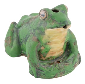 LARGE WELLER POTTERY FROG First Half of the 20th Century Height 8.5". Length 11.25".