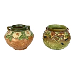 TWO ROSEVILLE POTTERY VASES First Half of the 20th Century Heights 6".