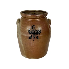 TWO-GALLON STONEWARE CROCK 19th Century Height 12".