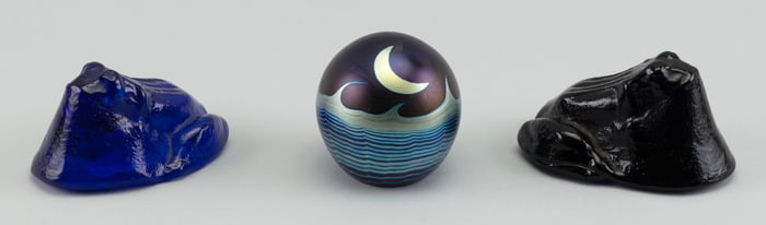 THREE ART GLASS PAPERWEIGHTS Contemporary