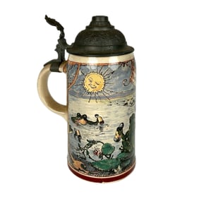 METTLACH HALF-LITER STEIN #1909/#1038 Germany, Late 19th/Early 20th Century Height 8.25".