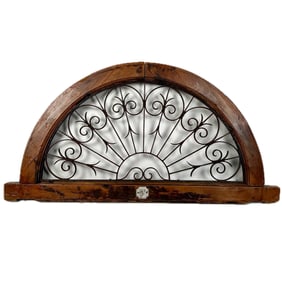 WOOD AND IRON ARCHITECTURAL ELEMENT 20th Century Height 23". Length 45.5". Depth 3".