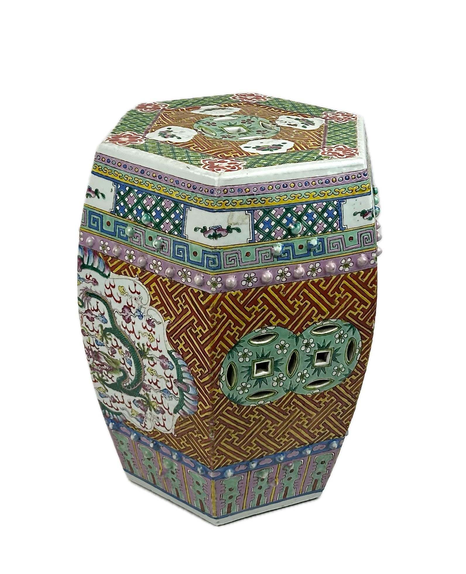 CHINESE FAMILLE ROSE PORCELAIN GARDEN SEAT 20th Century Height 18". Width of top 12.5". (1 of 5)
