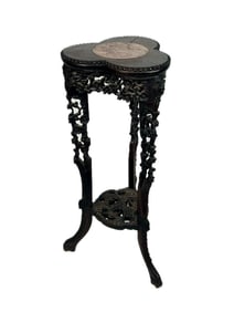 CHINESE CARVED HARDWOOD PLANT STAND Early 20th Century Height 31.5". Top diameter 13".