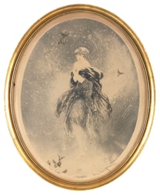 LOUIS ICART (New York/France, 1888-1950), "Decembre"., Etching on paper, 19" x 14". Framed 21.75" x