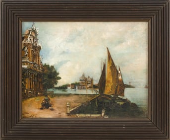 AMERICAN SCHOOL (20th Century,), View of Constantinople., Oil on canvas, 14" x 18". Framed 19.5" x