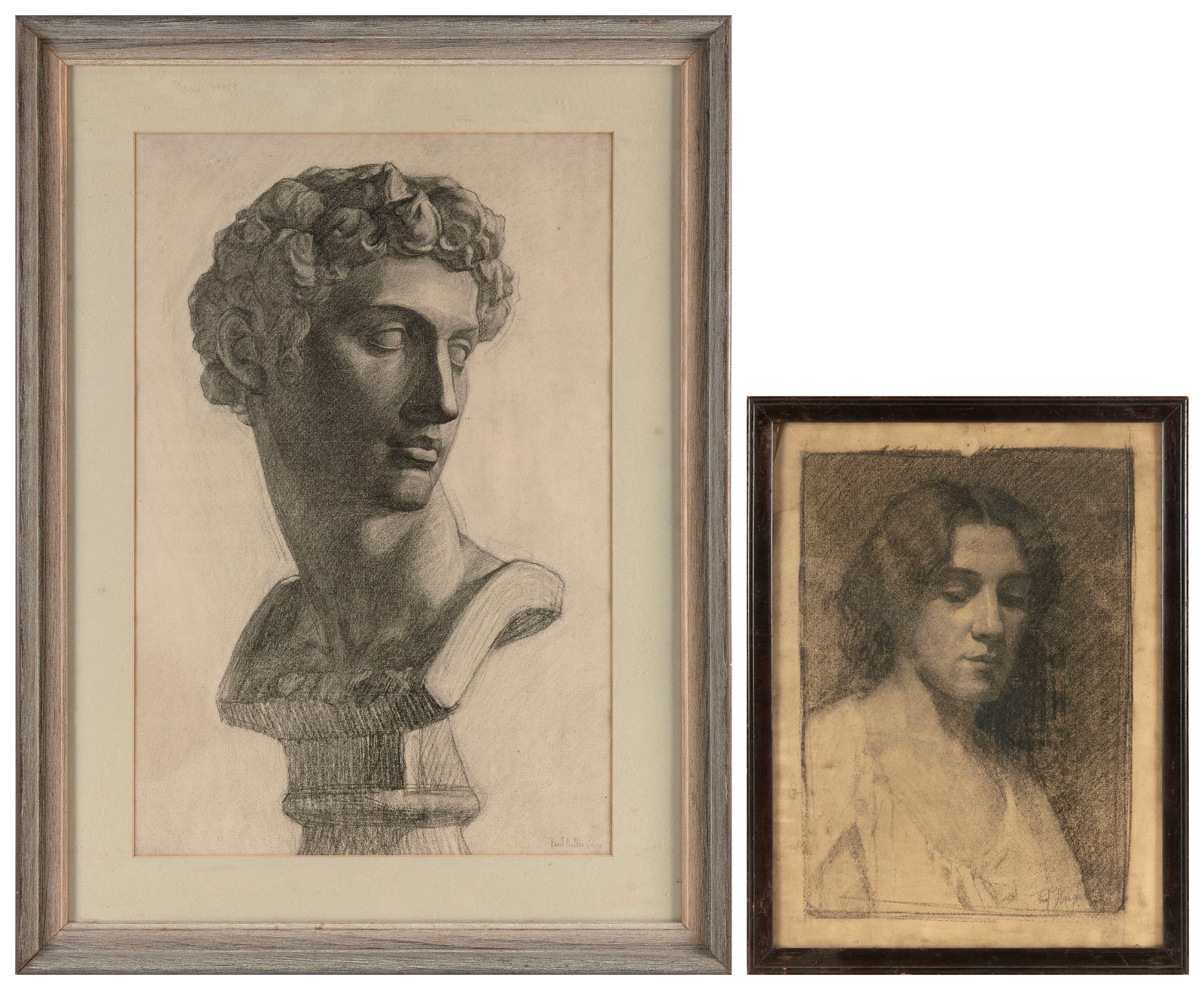 PAUL ALFRED DOUGLAS (Connecticut, 1888-1912), Two charcoal figural sketches:, Framed to 29" x 21". (1 of 5)