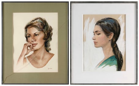 JOHN CUTHBERT HARE (Massachusetts/Florida, 1908-1978), Two bust portraits of women., Pastel and