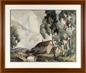 JOHN CUTHBERT HARE (Massachusetts/Florida, 1908-1978), Farmhouse., Watercolor on paper, 22" x 27".