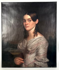 AMERICAN SCHOOL (19th Century,), Portrait of a young woman., Oil on canvas, 30" x 25.5". Unframed.