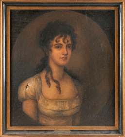 AMERICAN SCHOOL (19th Century,), Portrait of Martha Brewster Hooker., Oil on canvas, 26" x 23".