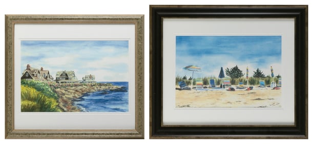 TWO PRINTS DEPICTING WATCH HILL, RHODE ISLAND Framed 18.5" x 21" and 19.5" x 21".