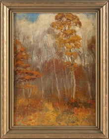 PAUL ALFRED DOUGLAS (Connecticut, 1888-1912), Autumnal landscape., Oil on canvas laid on board, 14"