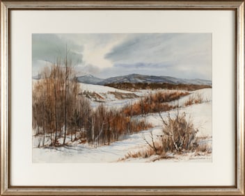 TADDEUS KLODNICKI (Massachusetts/Poland, 1904-1982), New England winter mountain scene., Watercolor