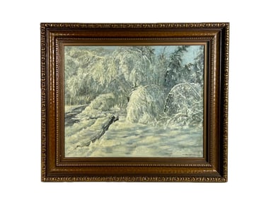 AMERICAN SCHOOL (20th Century,), Winter landscape., Oil on canvas, 20" x 25". Framed 27.5" x 32.5".