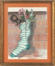 MARIAN DUNLOP (Early 20th Century,), "The Night Before Christmas"., Watercolor on paper, 11.25" x