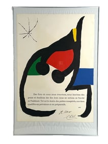 JOAN MIRO (Spain/France, 1893-1983), Abstract., Lithograph on paper, 30.25" x 22". Framed.