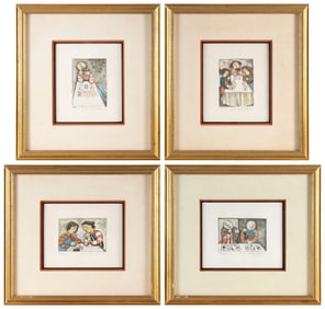 GRACIELA RODO BOULANGER (Bolivia/France, 1935-), "Card Suite" set of four lithographs., 9" x 8".