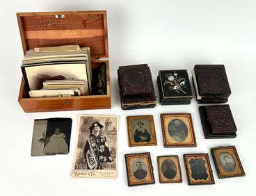 LARGE GROUP OF ANCESTRAL PHOTOGRAPHY Mostly 19th Century Cabinet cards 4" x 2.5" and 6.5" x 4.25".