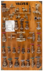 WONDERFULLY UNIQUE DISPLAY OF VARIOUS VALVES 20th Century Board 35" x 20".