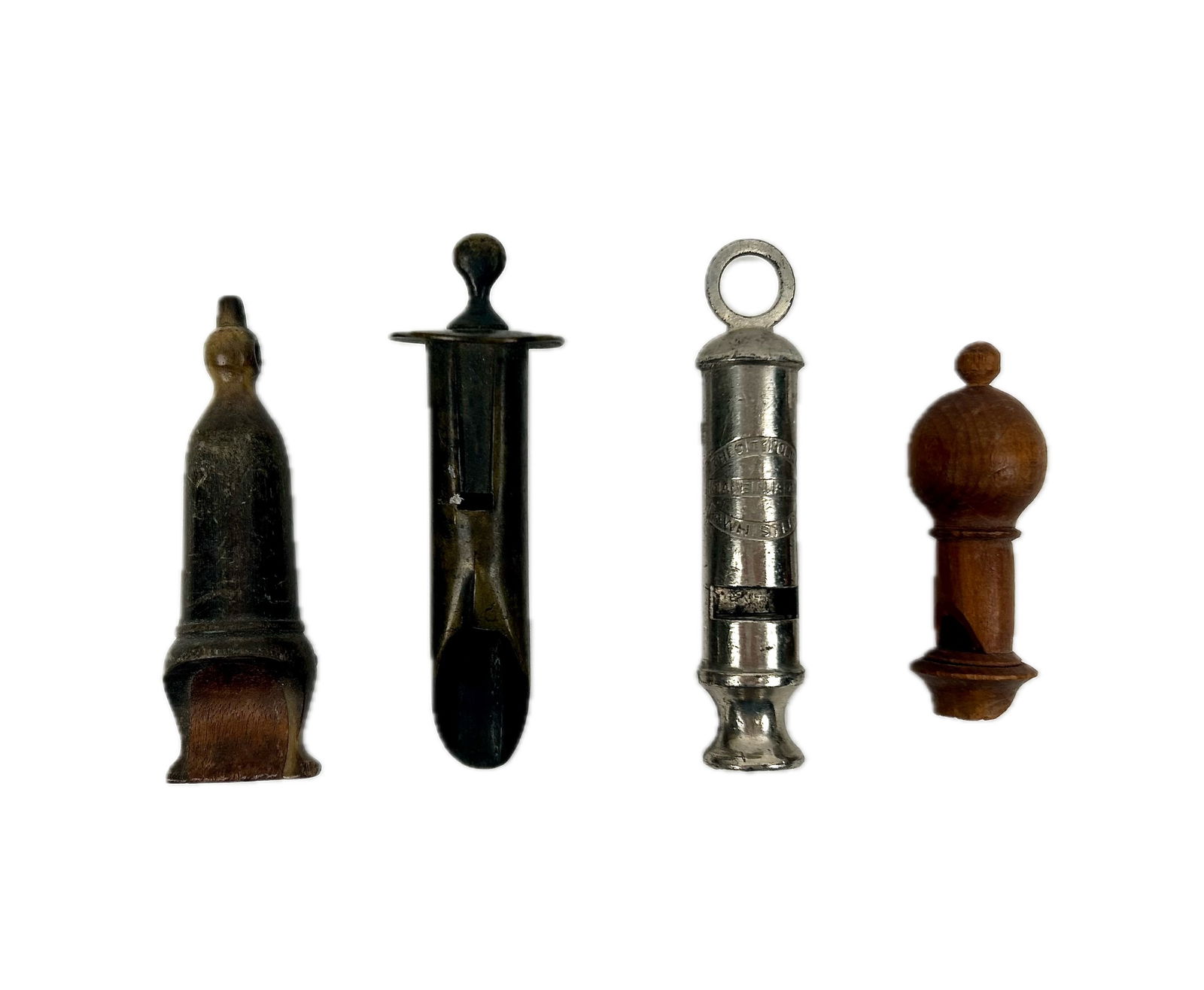 FOUR ASSORTED WHISTLES 19th/20th Century Lengths from 2.5" to 3.5". (1 of 1)
