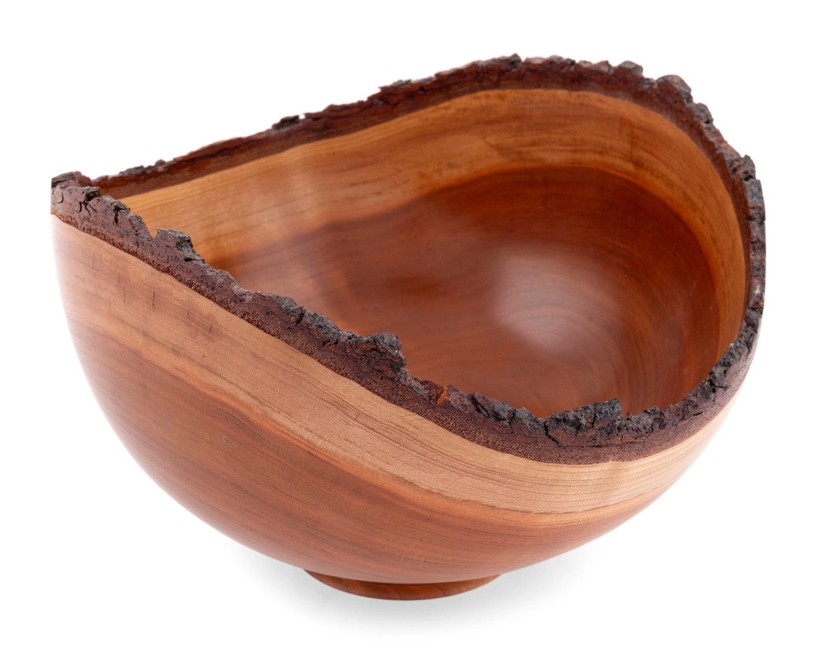 RICARDO "RICK" GONZALEZ (Massachusetts, 1935-2013), Turned wood bowl., Cherry wood and polyurethane, (1 of 3)