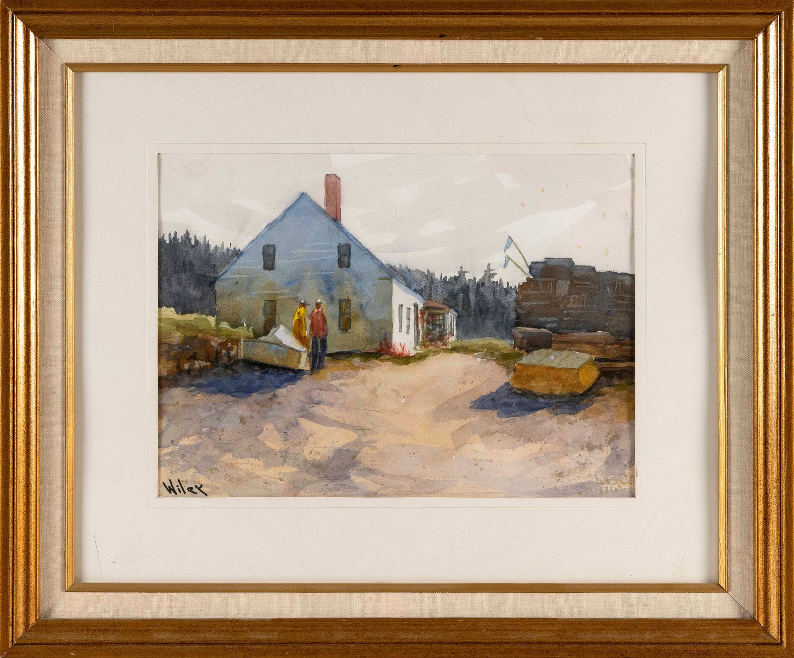 FRED WILEY (Connecticut/Maine, 1916-2010), "On The Beach, Monhegan Isl., Maine"., Watercolor on (1 of 2)