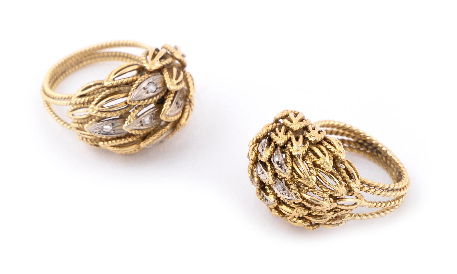 TWO 18KT YELLOW GOLD AND DIAMOND COCKTAIL RINGS Approx. 15.19 total dwt. (1 of 1)