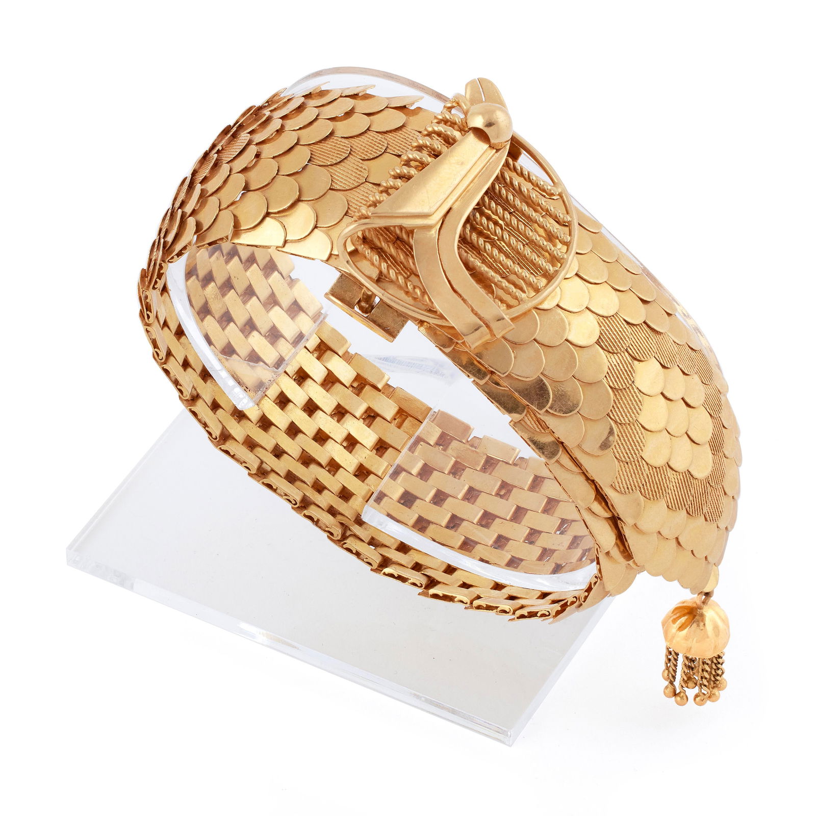 21KT YELLOW GOLD FISH SCALE BRACELET Approx. 51.69 total dwt. (1 of 1)