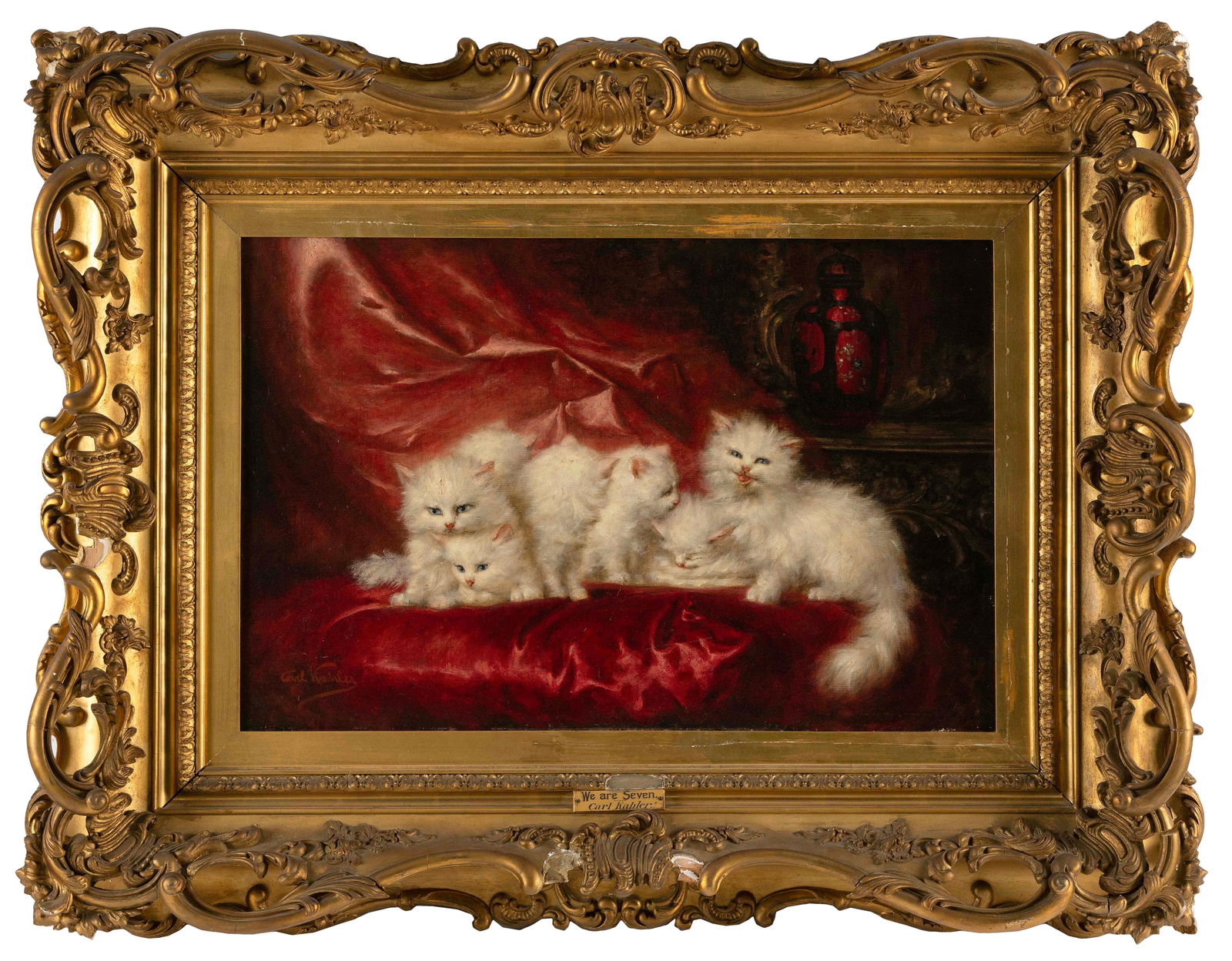 CARL KAHLER (New York/California/Austria/Australia, 1855-1906), "We are Seven"., Oil on canvas, 16" (1 of 2)