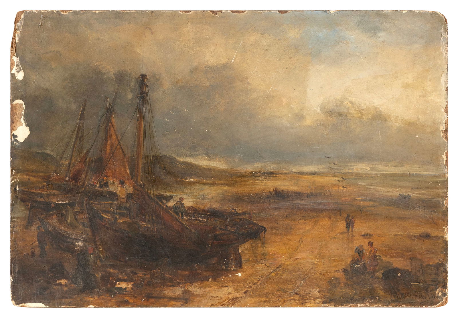 WILLIAM H.C. BOND (England, Late 19th Century), "On the Welsh Coast"., Oil on academy board, 10.25" (1 of 2)