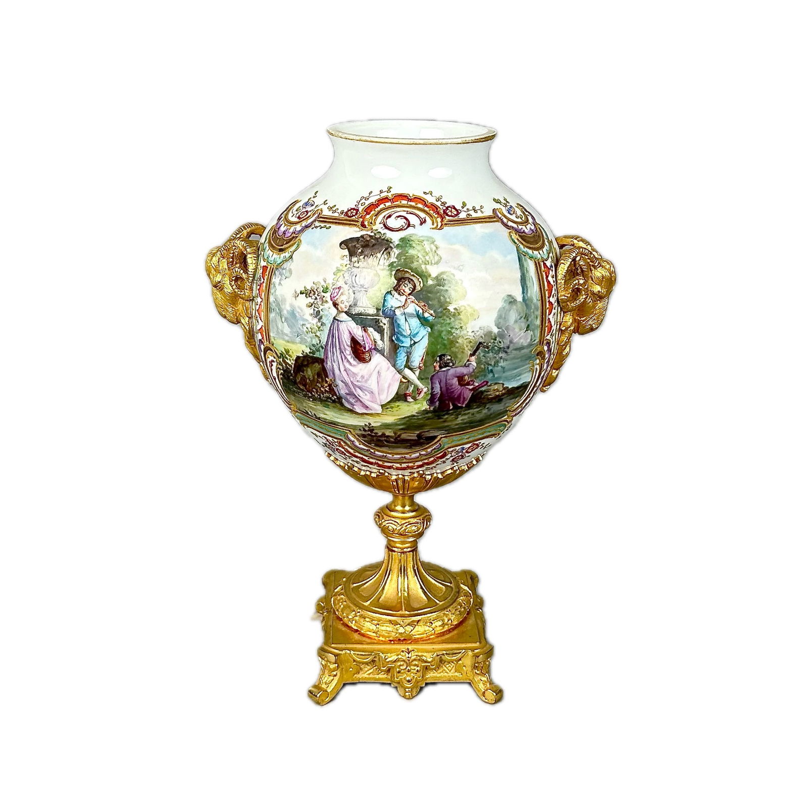 SAMSON BRONZE DOR…-MOUNTED PORCELAIN URN , Early 20th Century Height sans lid 12.75". Width (1 of 4)