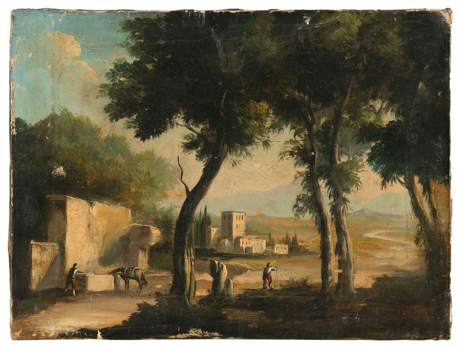 CONTINENTAL SCHOOL (19th Century or Earlier,), Continental landscape., Oil on canvas, 11.75" x (1 of 2)