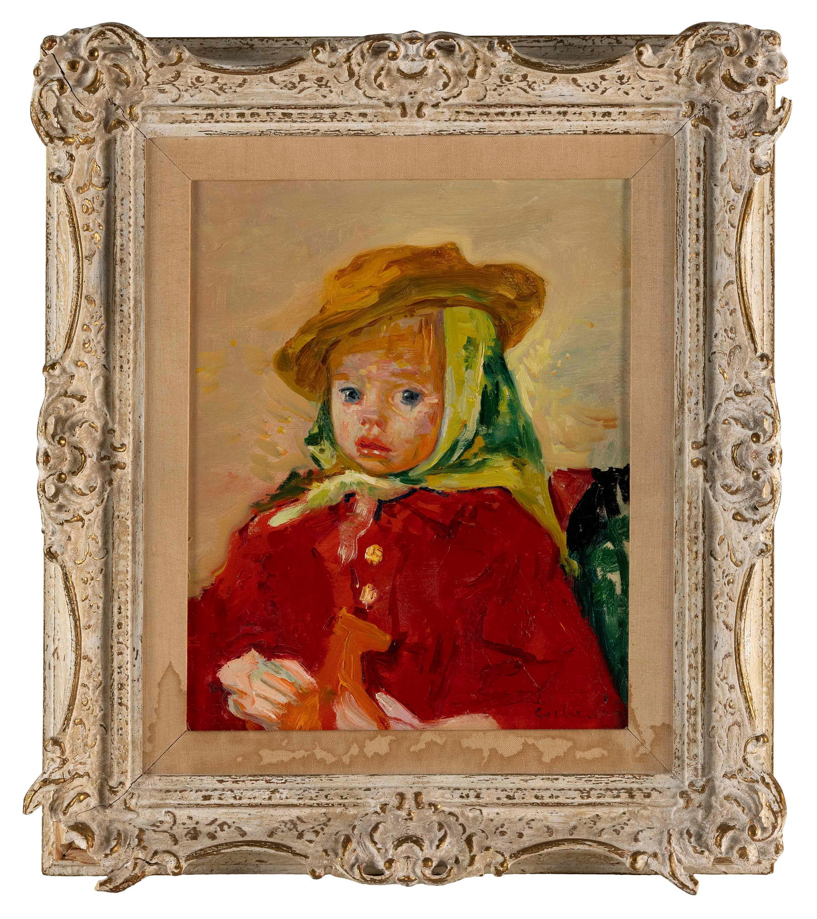 LUIGI CORBELLINI (France/Italy, 1901-1968), Portrait of a young girl in a bright red coat., Oil on (1 of 2)