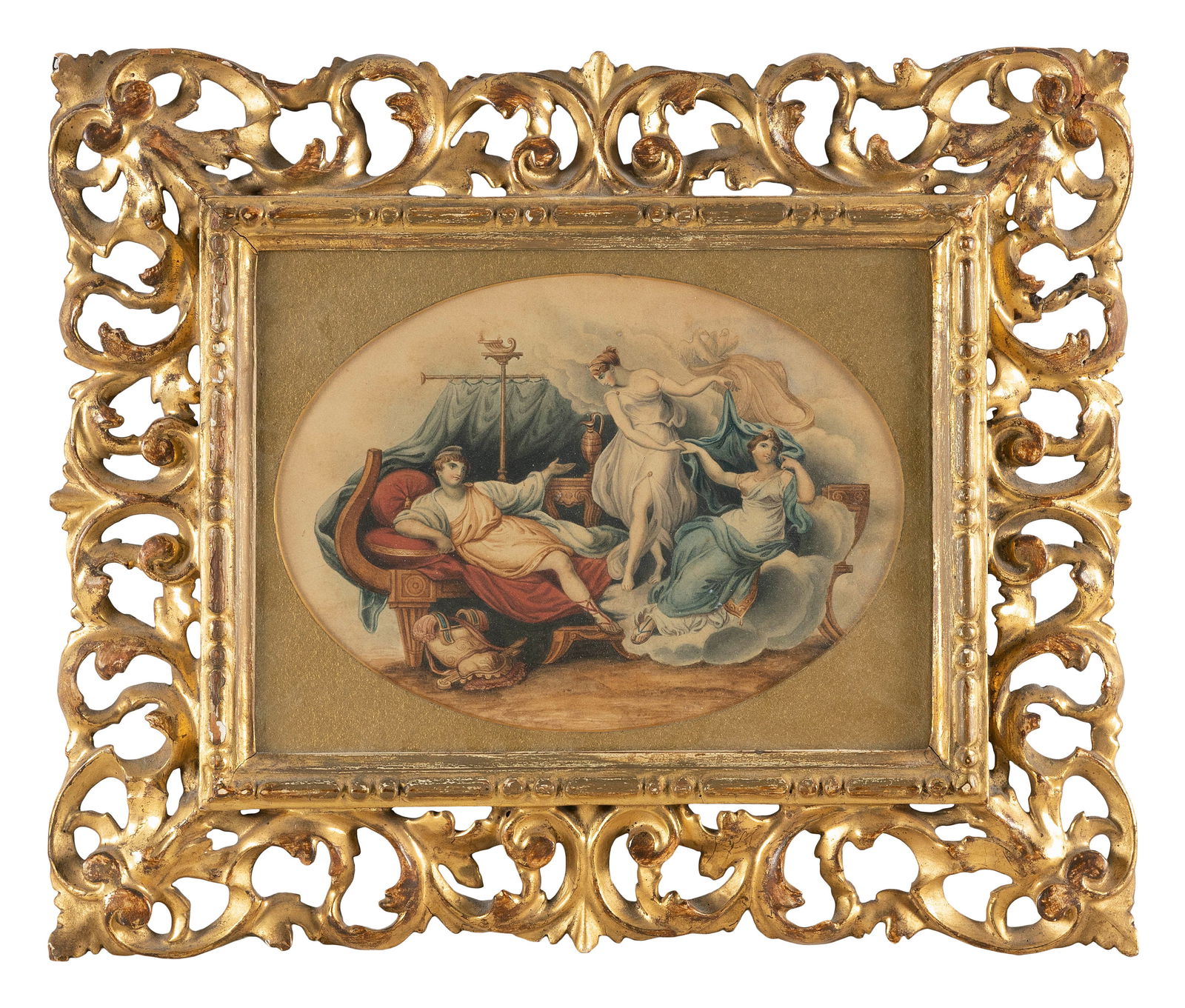 ITALIAN SCHOOL (19th Century,), Scene of classical figures., Watercolor on paper, 6" x 8" sight. (1 of 2)