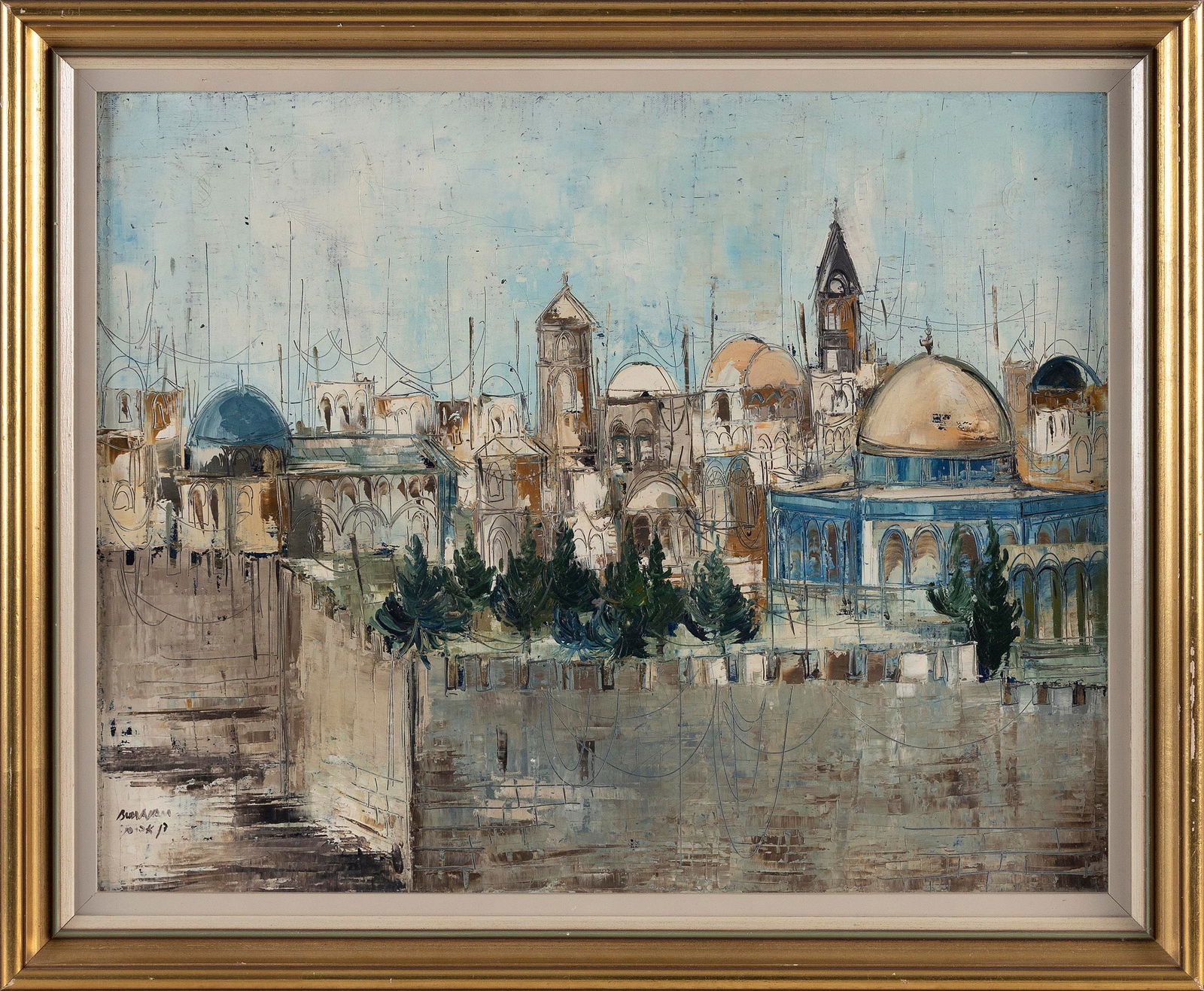 EDWARD BEN AVRAM (Israel, 1941-), "Looking into the Old City"., Oil on canvas, 16" x 20". Framed (1 of 2)