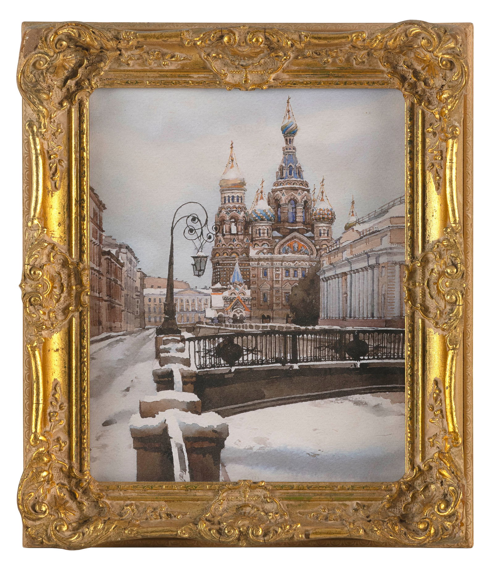 RUSSIAN SCHOOL (Contemporary,), View of a church., Watercolor on paper, 9.75" x 7.25" sight. Framed (1 of 2)