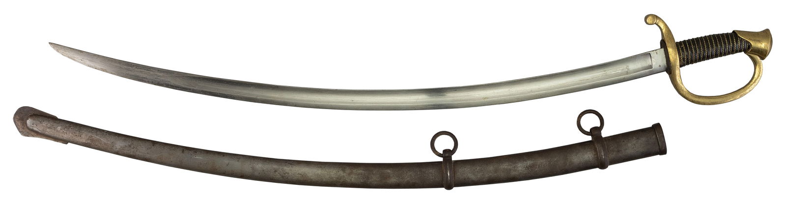 U.S. MODEL 1840 ARTILLERY SWORD AND SCABBARD 19th Century Length of blade 32". Total length 37". (1 of 2)