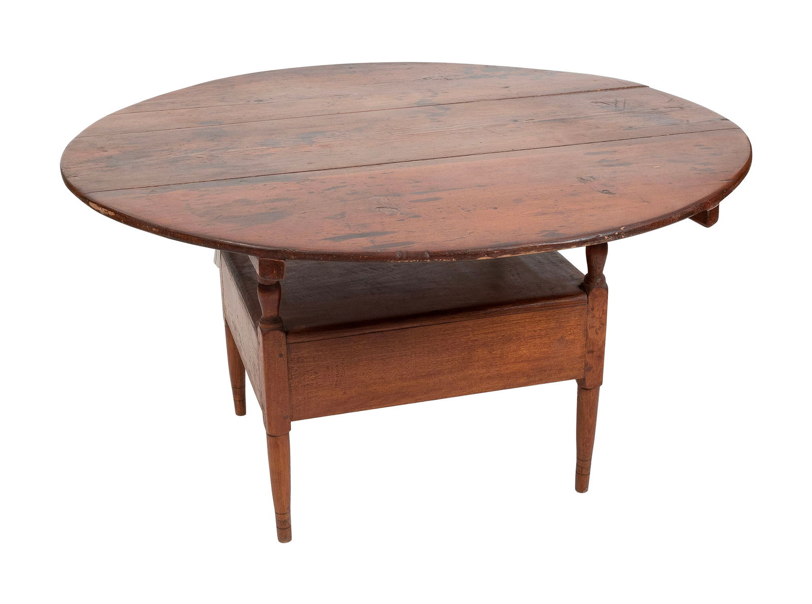 NEW ENGLAND HUTCH TABLE Early 19th Century Height 27". Top diameter 47". (1 of 2)