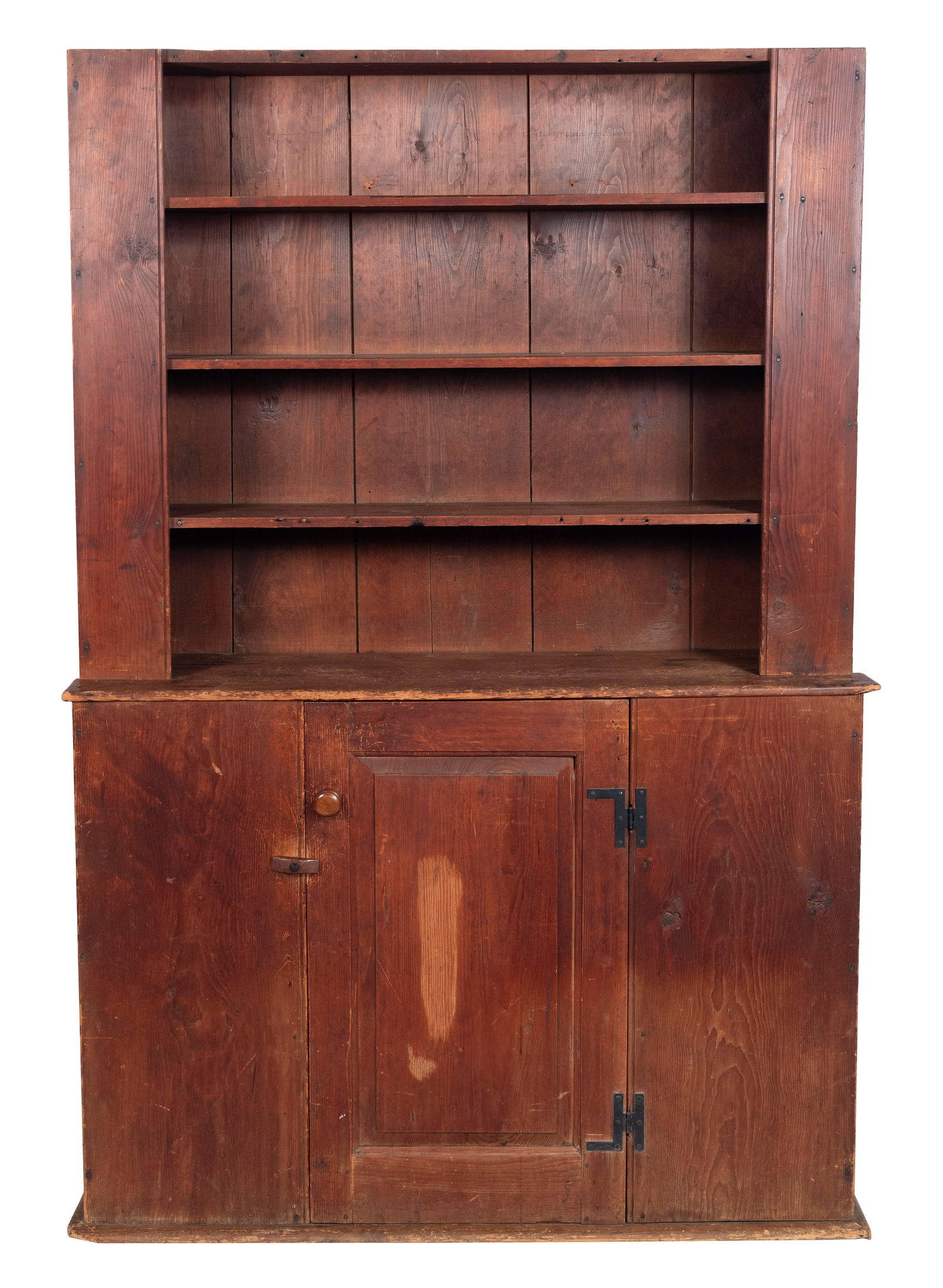 STEP-BACK CUPBOARD New England, Early 19th Century Height 80.5". Width 52.25". Depth 16.75". (1 of 5)