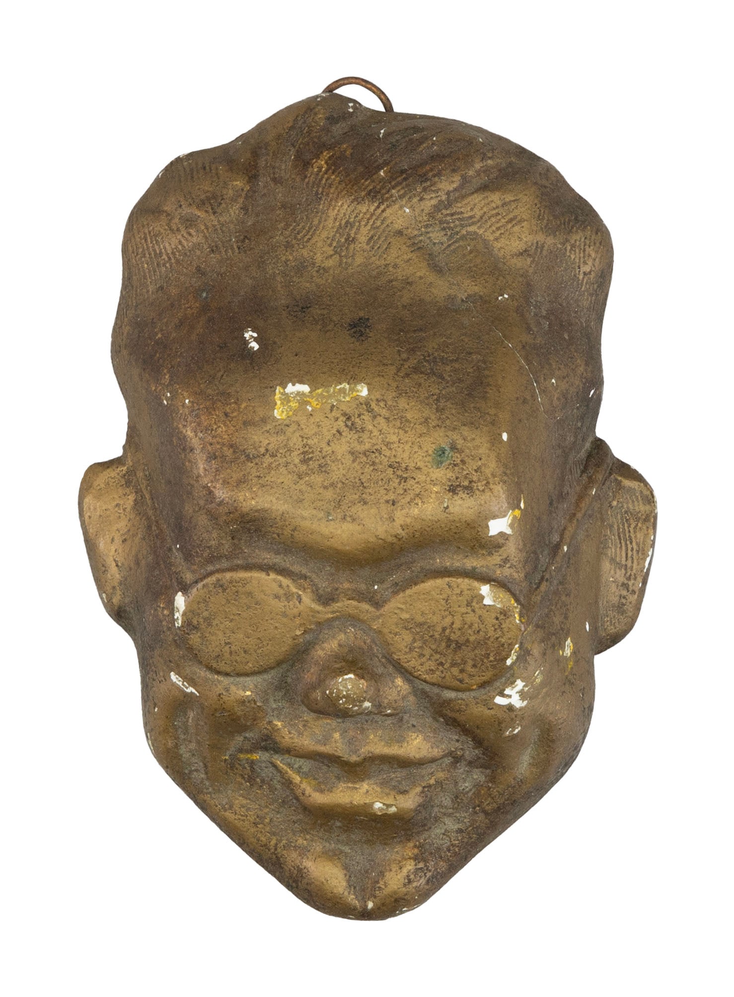 GRANT WOOD (Iowa, 1891-1941), "Self Portrait", the smiling face of the artist wearing eyeglasses., (1 of 2)