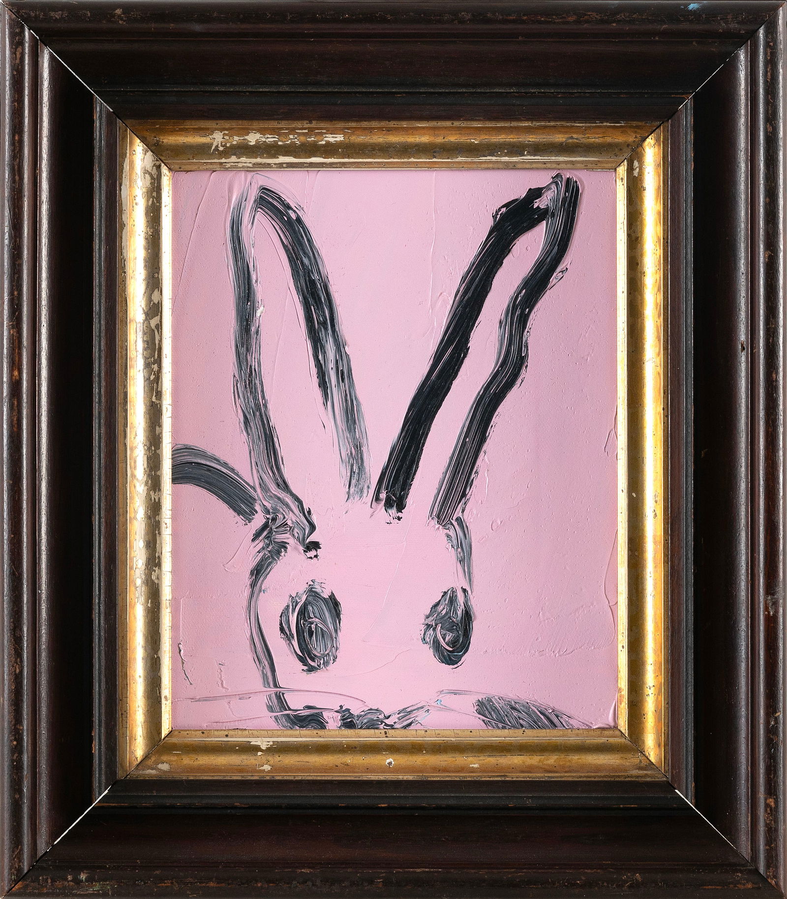 HUNT SLONEM (New York/Louisiana/India, 1951-), Pink bunny., Oil on canvas, 10" x 8". Framed 15" x (1 of 2)
