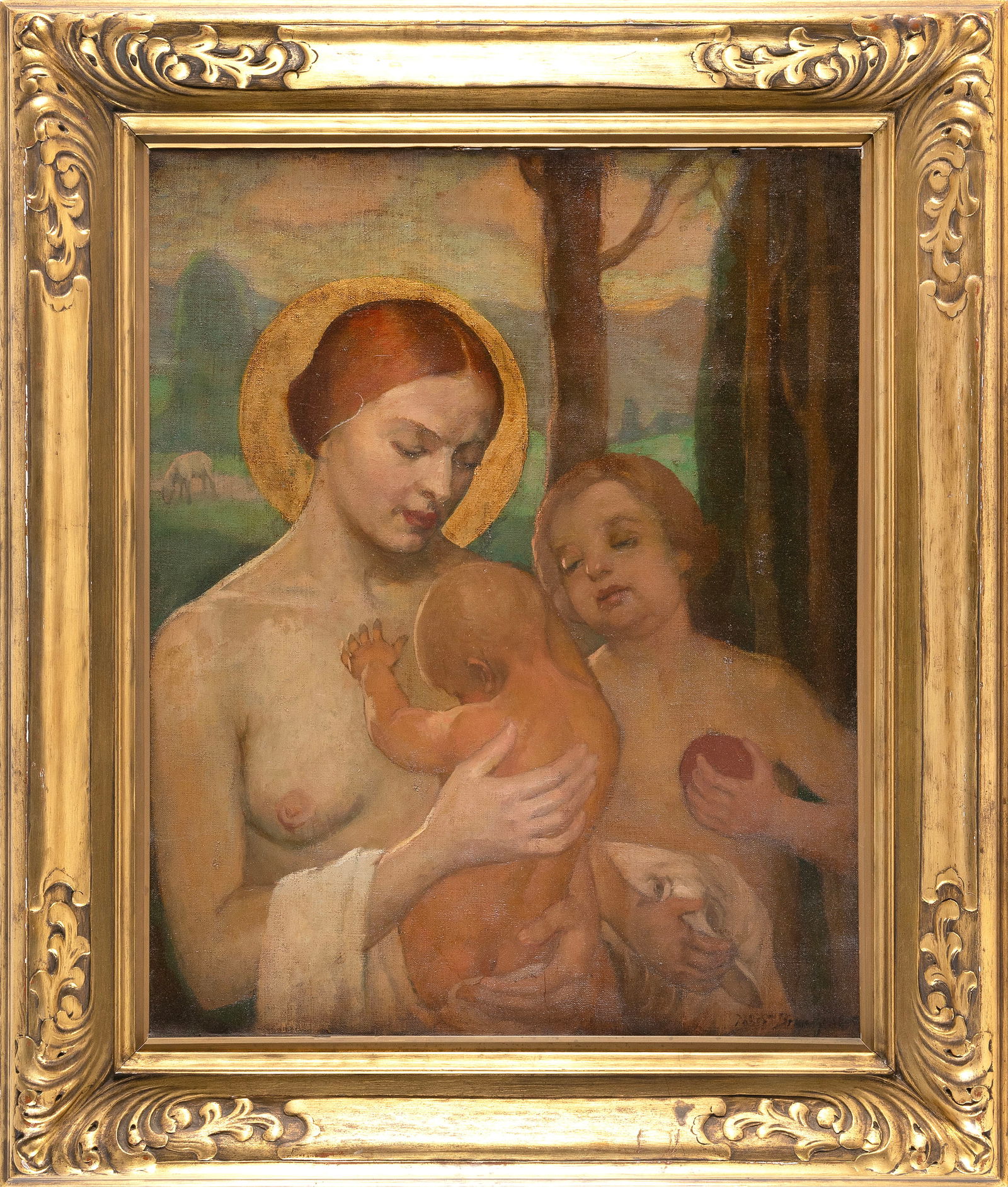ROBERT BRACKMAN (New York/Connecticut., 1898-1980), "Madonna"., Oil on canvas, 32" x 26". Framed 42": ROBERT BRACKMANNew York/Connecticut., 1898-1980"Madonna". Signed lower right "Robert Blackman". Signed, titled and dated 1924 verso.Oil on canvas, 32" x 26". Framed 42" x 35".