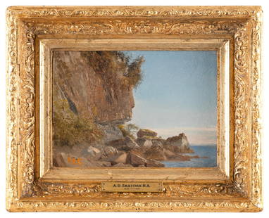 AARON DRAPER SHATTUCK (Connecticut/New Hampshire, 1832-1928), "Lone Rock Pt., Burlington, Vermont".,: AARON DRAPER SHATTUCKConnecticut/New Hampshire, 1832-1928"Lone Rock Pt., Burlington, Vermont". Initialed lower left "ADS". Titled verso. This work is #182 in the artist's catalogue raisonnÈ compiled