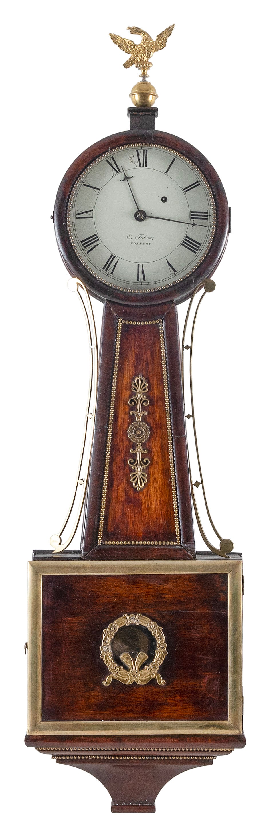 ELNATHAN TABER BANJO CLOCK Roxbury, Massachusetts, Early 19th Century Height 34.5". (1 of 8)